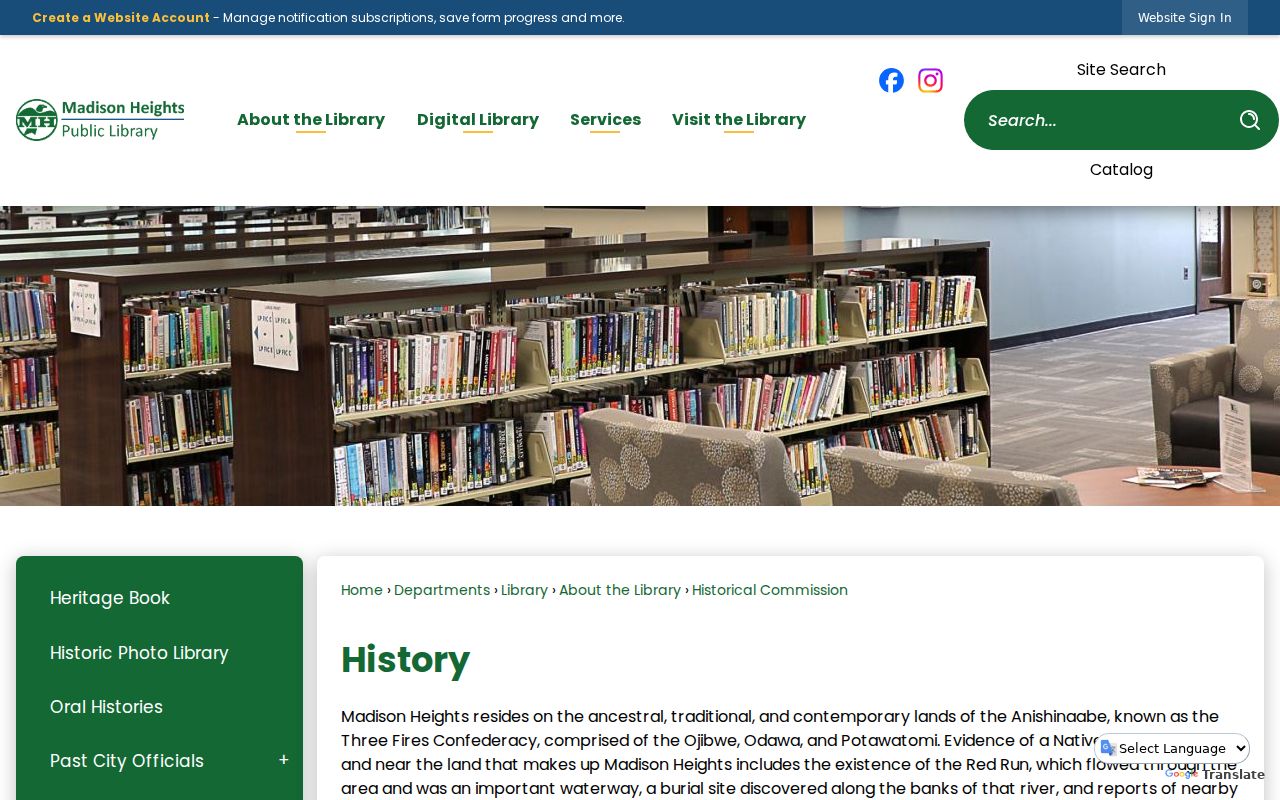 Madison Heights residents directory historical commission source