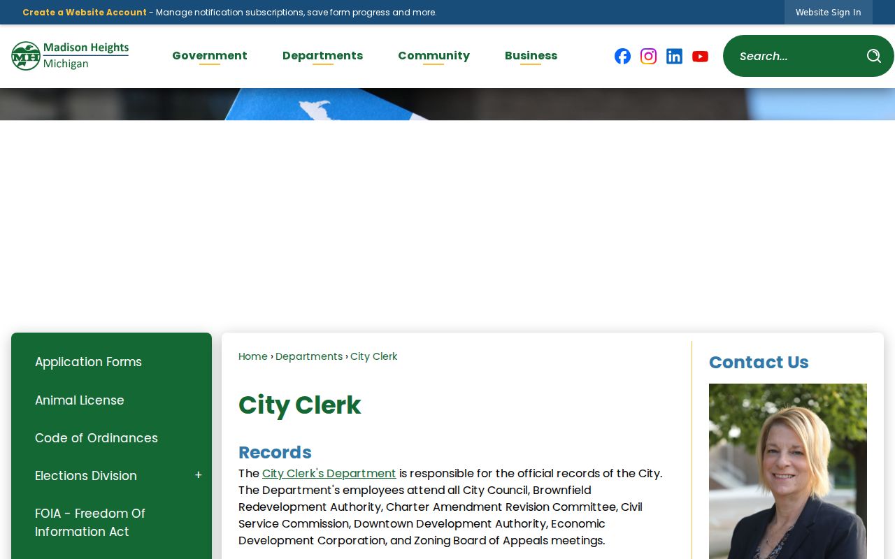 Madison Heights residents directory city clerk record source