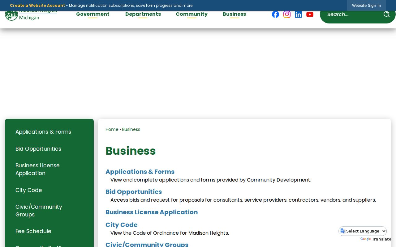 Madison Heights neighbors civic and community resources page
