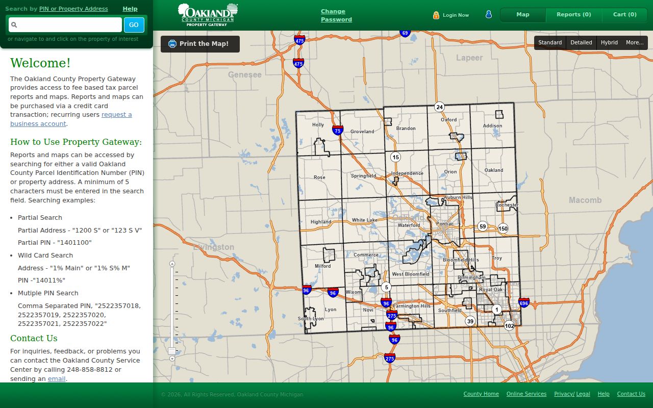 Madison Heights street directory Property Gateway parcel search